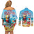 Saint Lucia Christmas Couples Matching Off Shoulder Short Dress and Long Sleeve Button Shirt Tropical Parrot With Rum Punch Cocktail - Wonder Print Shop