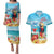 Saint Lucia Christmas Couples Matching Puletasi and Hawaiian Shirt Tropical Parrot With Rum Punch Cocktail - Wonder Print Shop