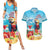 Saint Lucia Christmas Couples Matching Summer Maxi Dress and Hawaiian Shirt Tropical Parrot With Rum Punch Cocktail - Wonder Print Shop