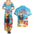 Saint Lucia Christmas Couples Matching Summer Maxi Dress and Hawaiian Shirt Tropical Parrot With Rum Punch Cocktail - Wonder Print Shop