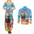 Saint Lucia Christmas Couples Matching Summer Maxi Dress and Long Sleeve Button Shirt Tropical Parrot With Rum Punch Cocktail - Wonder Print Shop