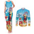 Saint Lucia Christmas Couples Matching Tank Maxi Dress and Long Sleeve Button Shirt Tropical Parrot With Rum Punch Cocktail - Wonder Print Shop