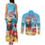 Saint Lucia Christmas Couples Matching Tank Maxi Dress and Long Sleeve Button Shirt Tropical Parrot With Rum Punch Cocktail - Wonder Print Shop