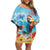 Saint Lucia Christmas Family Matching Off Shoulder Short Dress and Hawaiian Shirt Tropical Parrot With Rum Punch Cocktail - Wonder Print Shop