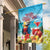 Saint Lucia Christmas Garden Flag Tropical Parrot With Rum Punch Cocktail - Wonder Print Shop