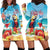 Saint Lucia Christmas Hoodie Dress Tropical Parrot With Rum Punch Cocktail - Wonder Print Shop