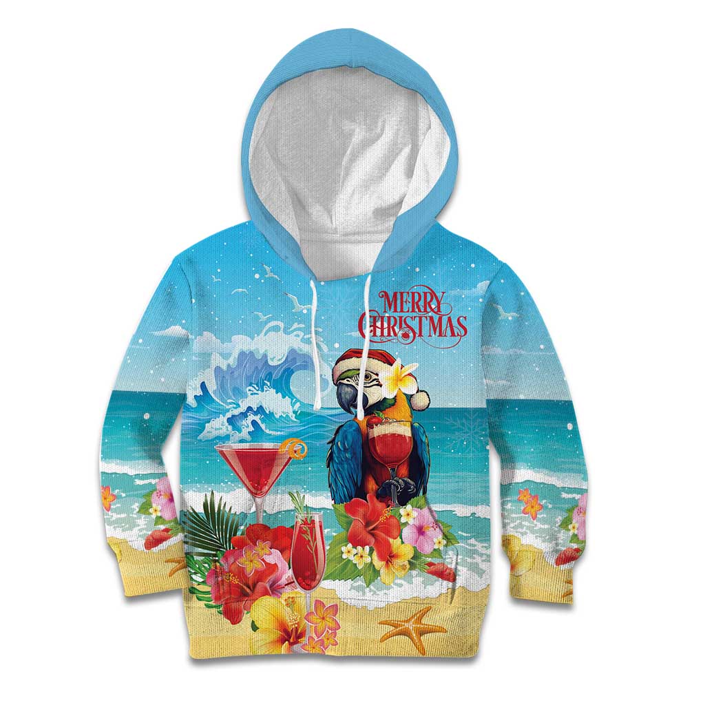 Saint Lucia Christmas Kid Hoodie Tropical Parrot With Rum Punch Cocktail - Wonder Print Shop