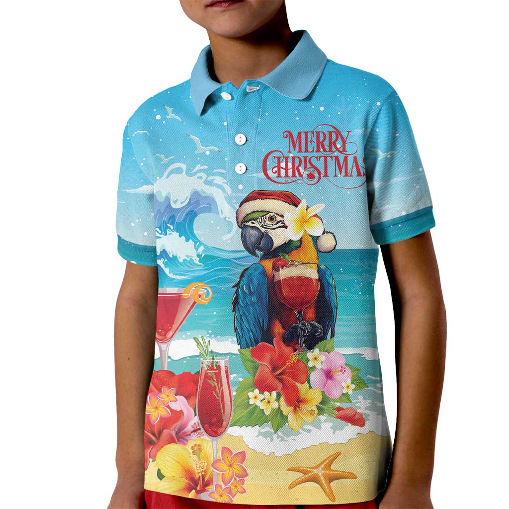 Saint Lucia Christmas Kid Polo Shirt Tropical Parrot With Rum Punch Cocktail - Wonder Print Shop