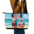 Saint Lucia Christmas Leather Tote Bag Tropical Parrot With Rum Punch Cocktail - Wonder Print Shop