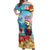 Saint Lucia Christmas Off Shoulder Maxi Dress Tropical Parrot With Rum Punch Cocktail - Wonder Print Shop