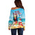 Saint Lucia Christmas Off Shoulder Sweater Tropical Parrot With Rum Punch Cocktail - Wonder Print Shop