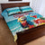 Saint Lucia Christmas Quilt Bed Set Tropical Parrot With Rum Punch Cocktail - Wonder Print Shop