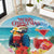 Saint Lucia Christmas Round Carpet Tropical Parrot With Rum Punch Cocktail