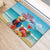 Saint Lucia Christmas Rubber Doormat Tropical Parrot With Rum Punch Cocktail - Wonder Print Shop