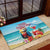 Saint Lucia Christmas Rubber Doormat Tropical Parrot With Rum Punch Cocktail - Wonder Print Shop