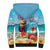 Saint Lucia Christmas Sherpa Hoodie Tropical Parrot With Rum Punch Cocktail - Wonder Print Shop