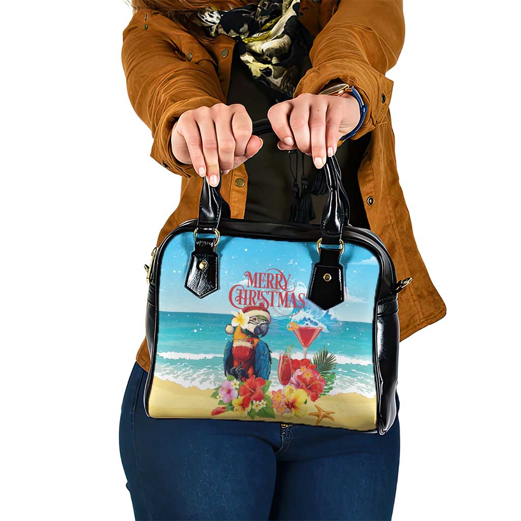 Saint Lucia Christmas Shoulder Handbag Tropical Parrot With Rum Punch Cocktail