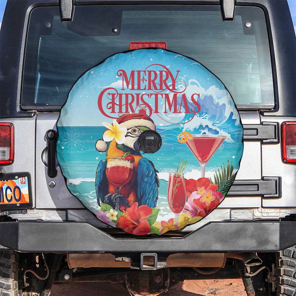 Saint Lucia Christmas Spare Tire Cover Tropical Parrot With Rum Punch Cocktail - Wonder Print Shop