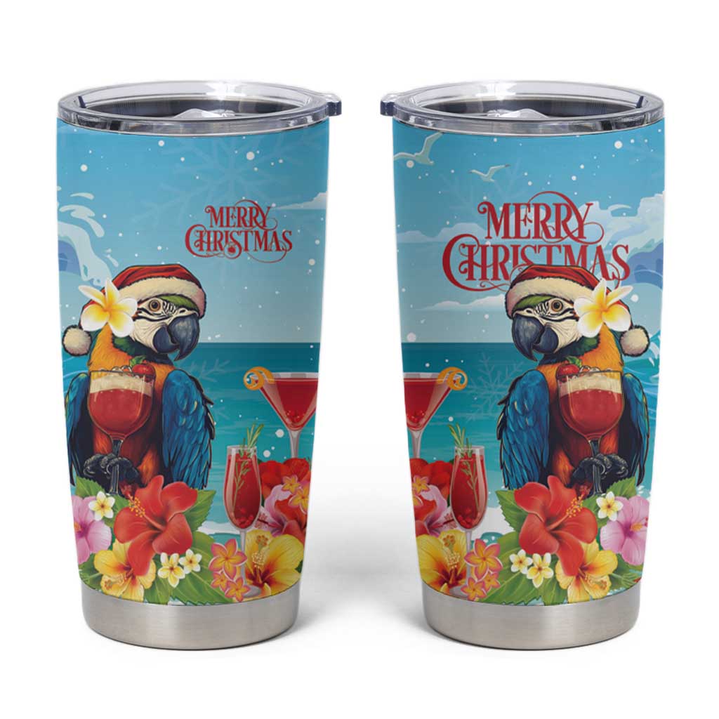 Saint Lucia Christmas Tumbler Cup Tropical Parrot With Rum Punch Cocktail - Wonder Print Shop