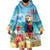 Saint Lucia Christmas Wearable Blanket Hoodie Tropical Parrot With Rum Punch Cocktail