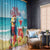 Saint Lucia Christmas Window Curtain Tropical Parrot With Rum Punch Cocktail - Wonder Print Shop