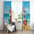 Saint Lucia Christmas Window Curtain Tropical Parrot With Rum Punch Cocktail - Wonder Print Shop