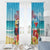 Saint Lucia Christmas Window Curtain Tropical Parrot With Rum Punch Cocktail - Wonder Print Shop