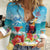 Saint Lucia Christmas Women Casual Shirt Tropical Parrot With Rum Punch Cocktail