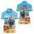 Saint Lucia Christmas Women Polo Shirt Tropical Parrot With Rum Punch Cocktail - Wonder Print Shop