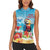 Saint Lucia Christmas Women Sleeveless Polo Shirt Tropical Parrot With Rum Punch Cocktail - Wonder Print Shop