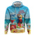 Saint Lucia Christmas Zip Hoodie Tropical Parrot With Rum Punch Cocktail - Wonder Print Shop