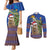 Uruguay Christmas Couples Matching Mermaid Dress and Long Sleeve Button Shirt Pampas Cat With Folk Pattern