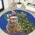 Uruguay Christmas Round Carpet Pampas Cat With Folk Pattern