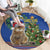 Uruguay Christmas Round Carpet Pampas Cat With Folk Pattern