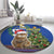 Uruguay Christmas Round Carpet Pampas Cat With Folk Pattern