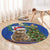 Uruguay Christmas Round Carpet Pampas Cat With Folk Pattern