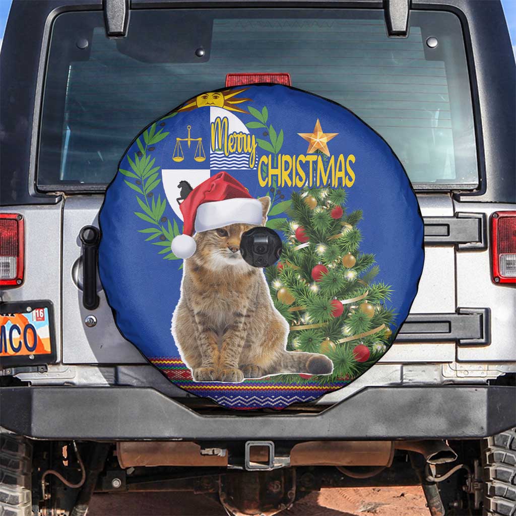 Uruguay Christmas Spare Tire Cover Pampas Cat With Folk Pattern - Wonder Print Shop