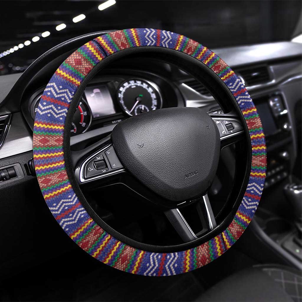 Uruguay Christmas Steering Wheel Cover Pampas Cat With Folk Pattern - Wonder Print Shop