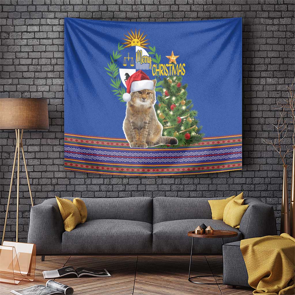 Uruguay Christmas Tapestry Pampas Cat With Folk Pattern