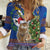 Uruguay Christmas Women Casual Shirt Pampas Cat With Folk Pattern