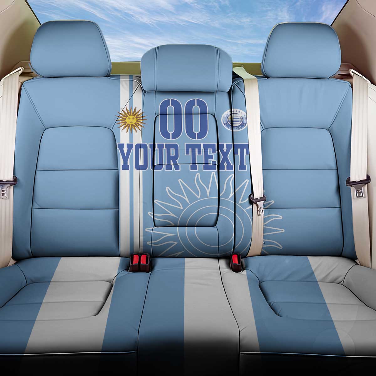 Custom Uruguay Football Back Car Seat Cover Sun of May The Sky Blue - Wonder Print Shop