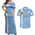 Custom Uruguay Football Couples Matching Off Shoulder Maxi Dress and Hawaiian Shirt Sun of May The Sky Blue - Wonder Print Shop