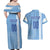 Custom Uruguay Football Couples Matching Off Shoulder Maxi Dress and Hawaiian Shirt Sun of May The Sky Blue - Wonder Print Shop