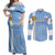 Custom Uruguay Football Couples Matching Off Shoulder Maxi Dress and Long Sleeve Button Shirt Sun of May The Sky Blue - Wonder Print Shop