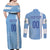 Custom Uruguay Football Couples Matching Off Shoulder Maxi Dress and Long Sleeve Button Shirt Sun of May The Sky Blue - Wonder Print Shop