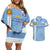 Custom Uruguay Football Couples Matching Off Shoulder Short Dress and Hawaiian Shirt Sun of May The Sky Blue - Wonder Print Shop