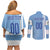 Custom Uruguay Football Couples Matching Off Shoulder Short Dress and Long Sleeve Button Shirt Sun of May The Sky Blue - Wonder Print Shop