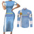 Custom Uruguay Football Couples Matching Short Sleeve Bodycon Dress and Long Sleeve Button Shirt Sun of May The Sky Blue - Wonder Print Shop