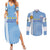 Custom Uruguay Football Couples Matching Summer Maxi Dress and Long Sleeve Button Shirt Sun of May The Sky Blue - Wonder Print Shop