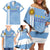 Custom Uruguay Football Family Matching Off Shoulder Short Dress and Hawaiian Shirt Sun of May The Sky Blue - Wonder Print Shop